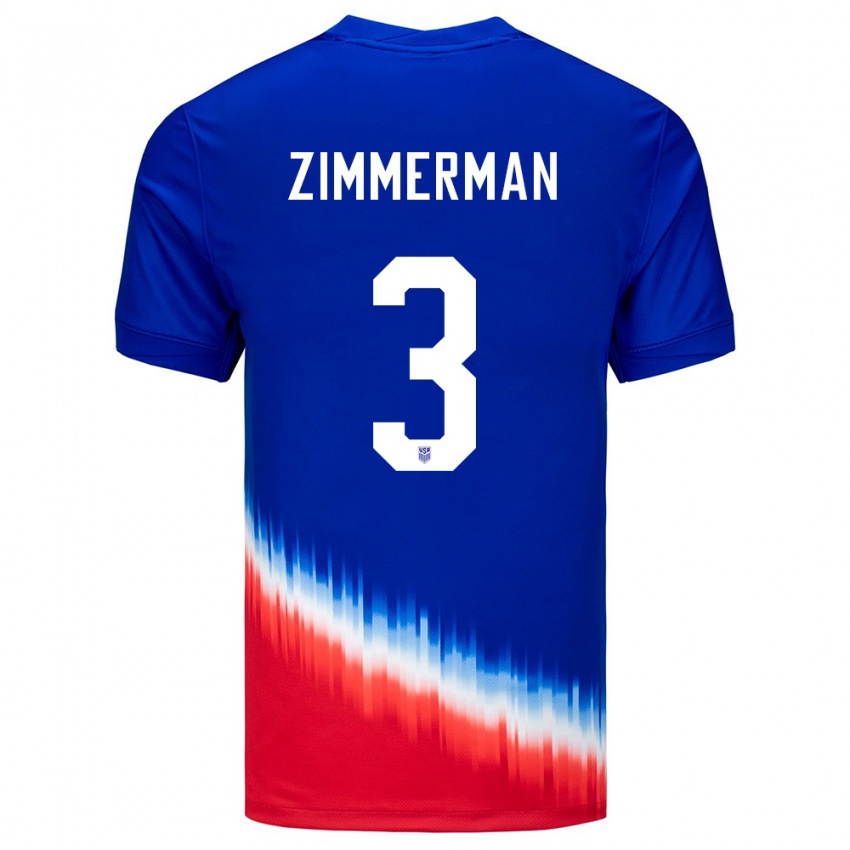Herren Vereinigte Staaten Walker Zimmerman #3 Blau Auswärtstrikot Trikot 24-26 T-Shirt Schweiz