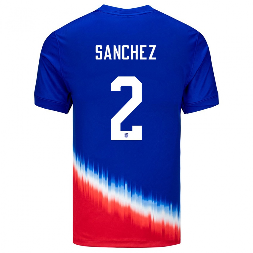 Homme Maillot États-Unis Ashley Sanchez #2 Bleu Tenues Extérieur 24-26 T-Shirt Suisse