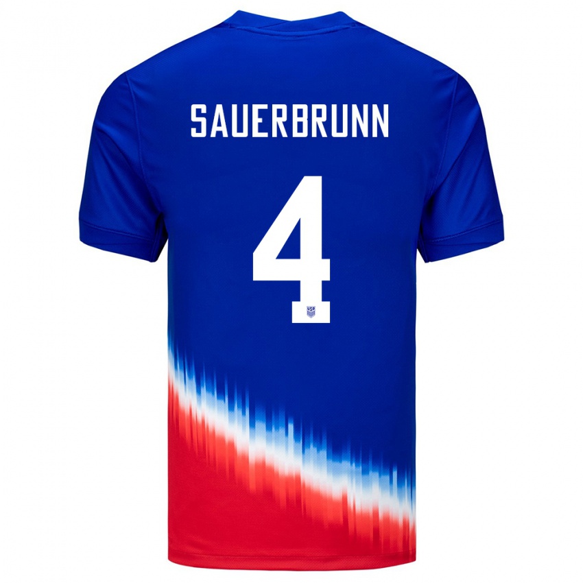 Homme Maillot États-Unis Becky Sauerbrunn #4 Bleu Tenues Extérieur 24-26 T-Shirt Suisse