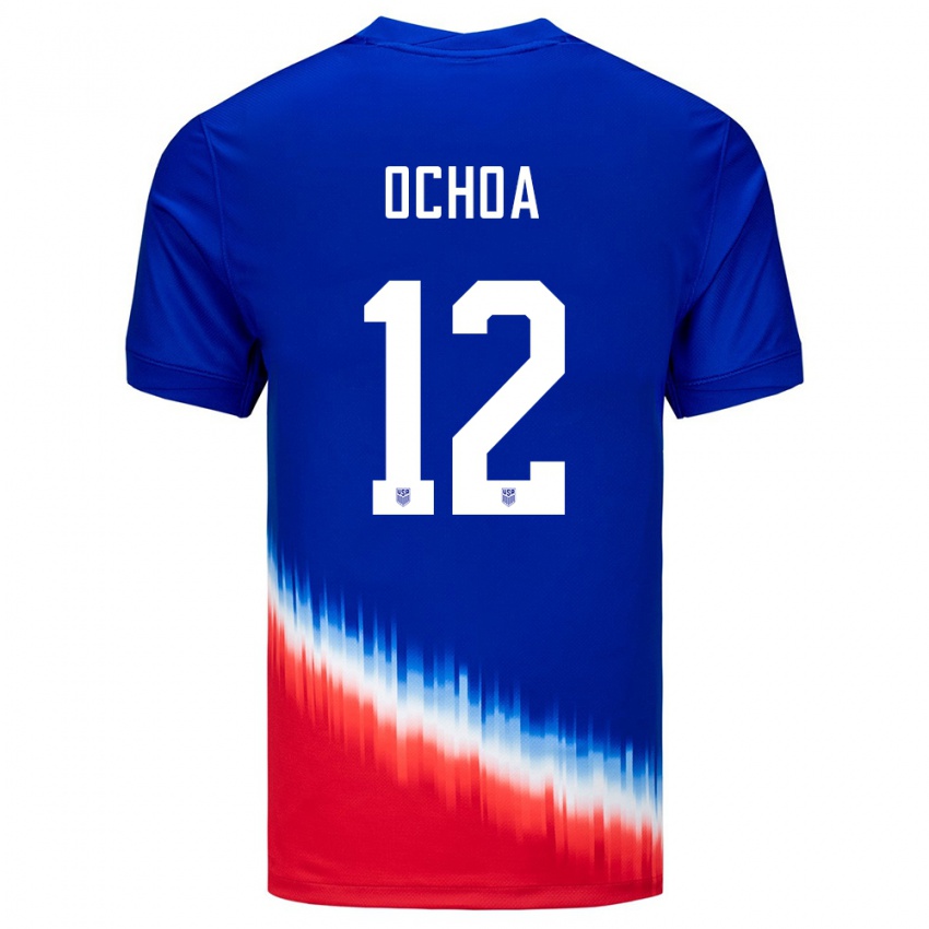 Homme Maillot États-Unis Emmanuel Ochoa #12 Bleu Tenues Extérieur 24-26 T-Shirt Suisse