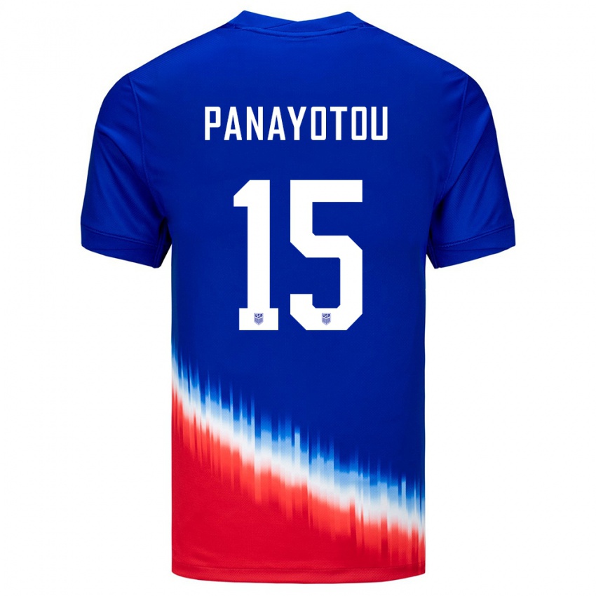 Homme Maillot États-Unis Jack Panayotou #15 Bleu Tenues Extérieur 24-26 T-Shirt Suisse