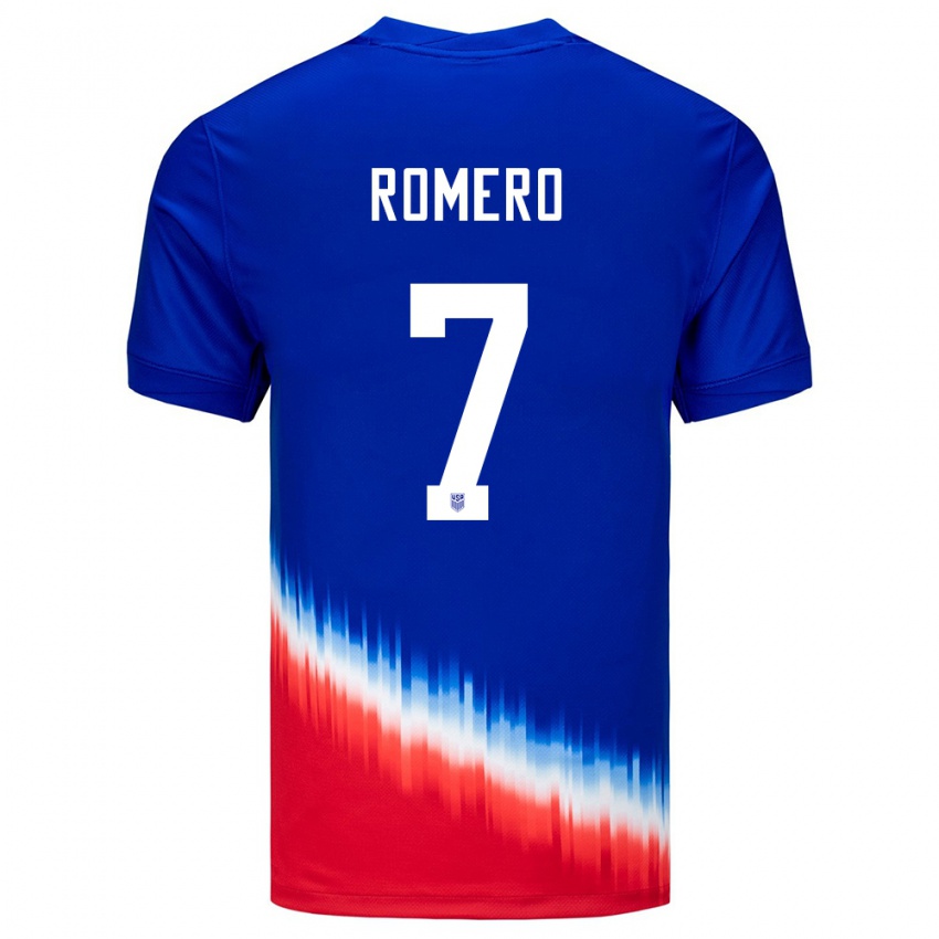 Homme Maillot États-Unis Brian Romero #7 Bleu Tenues Extérieur 24-26 T-Shirt Suisse