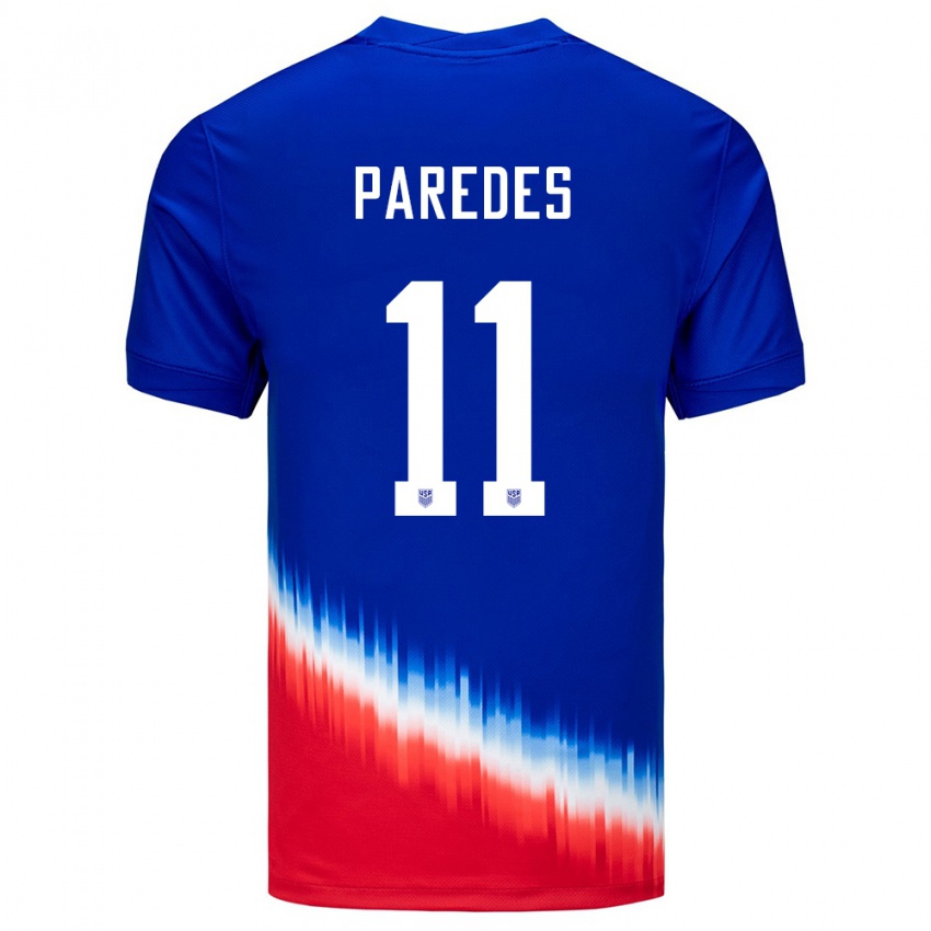 Homme Maillot États-Unis Kevin Paredes #11 Bleu Tenues Extérieur 24-26 T-Shirt Suisse