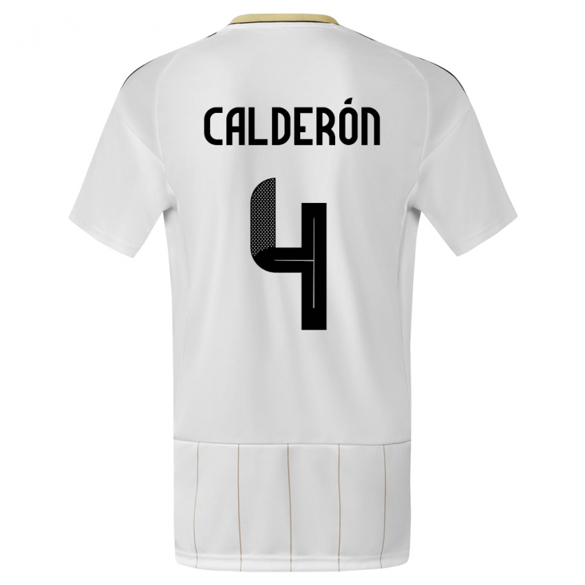 Herren Costa Rica Brandon Calderon #4 Weiß Auswärtstrikot Trikot 24-26 T-Shirt Schweiz