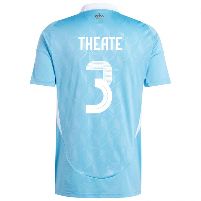 Herren Belgien Arthur Theate #3 Blau Auswärtstrikot Trikot 24-26 T-Shirt Schweiz
