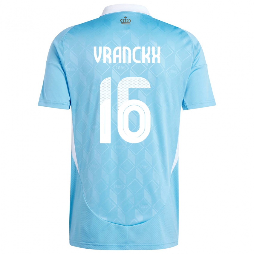 Herren Belgien Aster Vranckx #16 Blau Auswärtstrikot Trikot 24-26 T-Shirt Schweiz