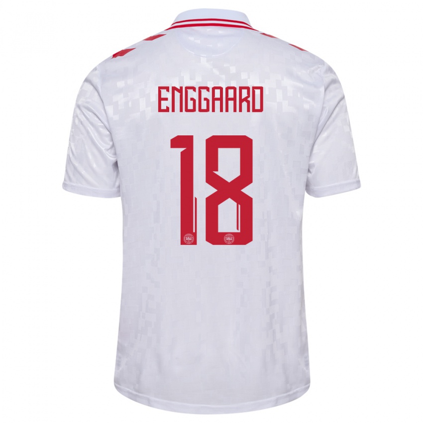 Herren Dänemark Mads Enggaard #18 Weiß Auswärtstrikot Trikot 24-26 T-Shirt Schweiz