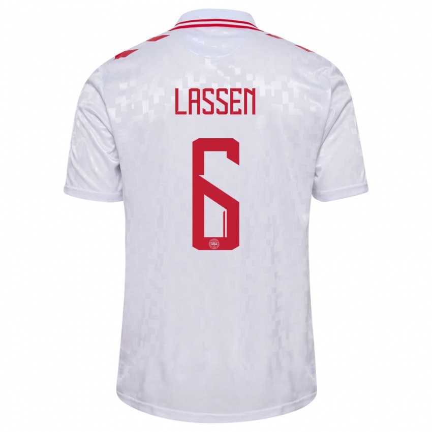 Herren Dänemark Noah Lassen #6 Weiß Auswärtstrikot Trikot 24-26 T-Shirt Schweiz