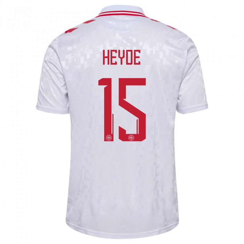 Herren Dänemark Malte Heyde #15 Weiß Auswärtstrikot Trikot 24-26 T-Shirt Schweiz