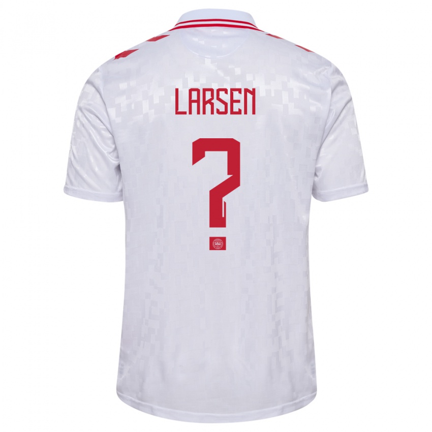 Herren Dänemark Sander Larsen #0 Weiß Auswärtstrikot Trikot 24-26 T-Shirt Schweiz