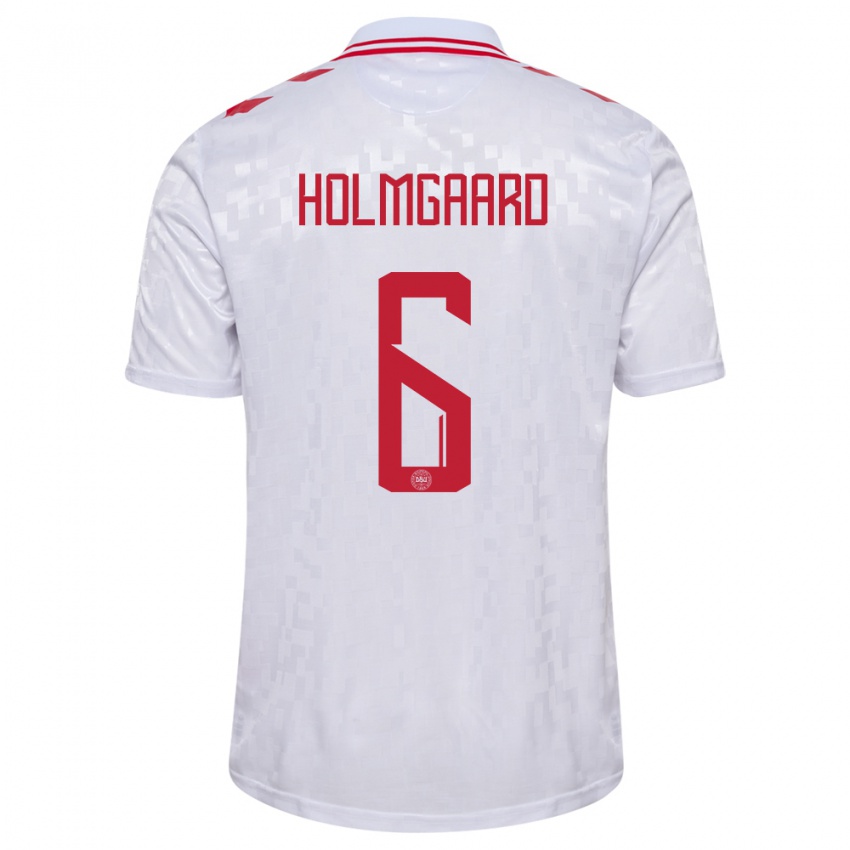 Herren Dänemark Karen Holmgaard #6 Weiß Auswärtstrikot Trikot 24-26 T-Shirt Schweiz