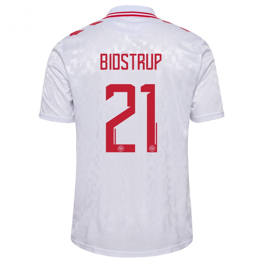 Herren Dänemark Mads Bidstrup #21 Weiß Auswärtstrikot Trikot 24-26 T-Shirt Schweiz