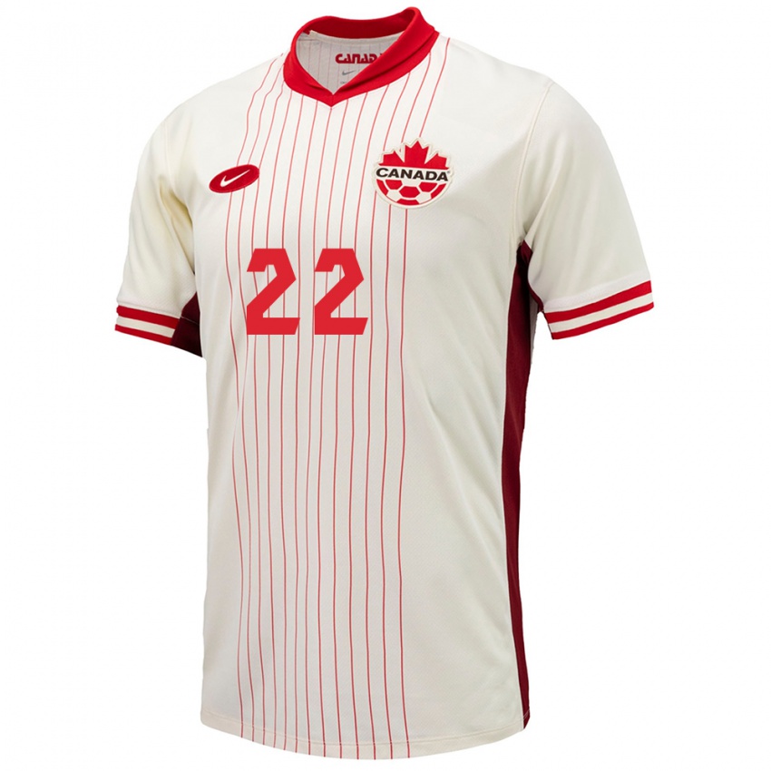 Homme Maillot Canada Richie Laryea #22 Blanc Tenues Extérieur 24-26 T-Shirt Suisse