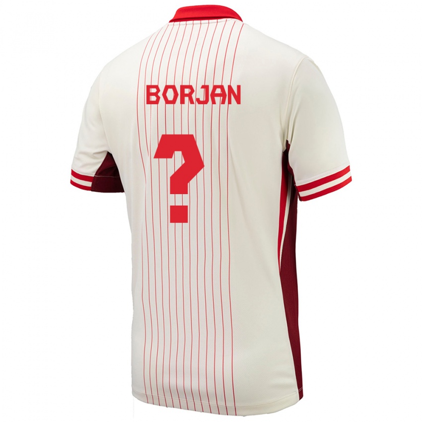 Herren Kanada Nikola Borjan #0 Weiß Auswärtstrikot Trikot 24-26 T-Shirt Schweiz