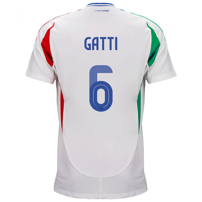 Herren Italien Federico Gatti #6 Weiß Auswärtstrikot Trikot 24-26 T-Shirt Schweiz