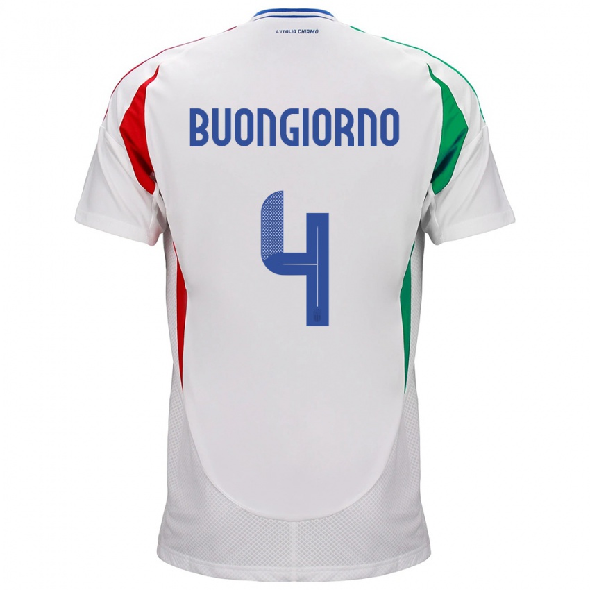 Herren Italien Alessandro Buongiorno #4 Weiß Auswärtstrikot Trikot 24-26 T-Shirt Schweiz