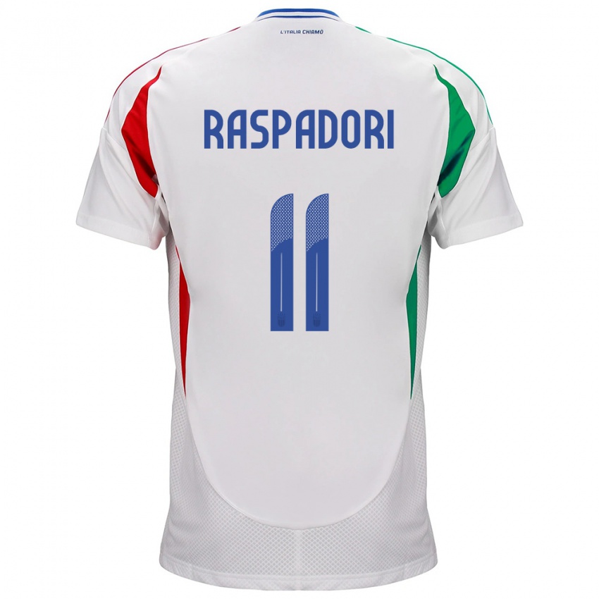 Herren Italien Giacomo Raspadori #11 Weiß Auswärtstrikot Trikot 24-26 T-Shirt Schweiz