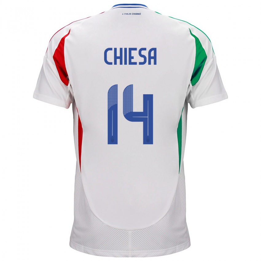 Herren Italien Federico Chiesa #14 Weiß Auswärtstrikot Trikot 24-26 T-Shirt Schweiz