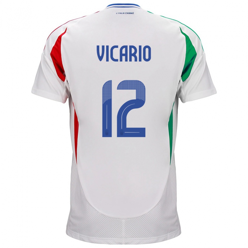 Herren Italien Guglielmo Vicario #12 Weiß Auswärtstrikot Trikot 24-26 T-Shirt Schweiz