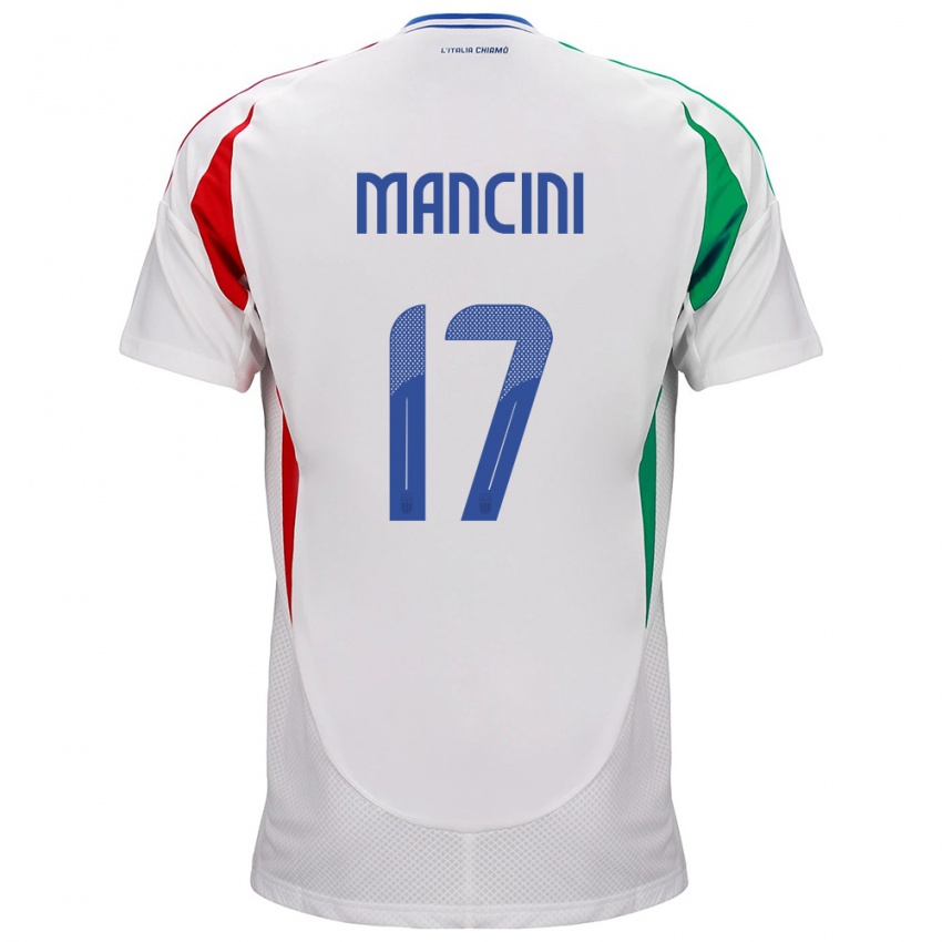 Herren Italien Gianluca Mancini #17 Weiß Auswärtstrikot Trikot 24-26 T-Shirt Schweiz