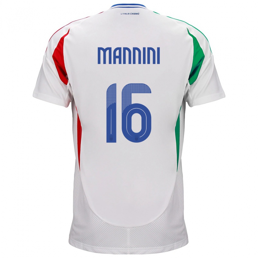 Herren Italien Mattia Mannini #16 Weiß Auswärtstrikot Trikot 24-26 T-Shirt Schweiz