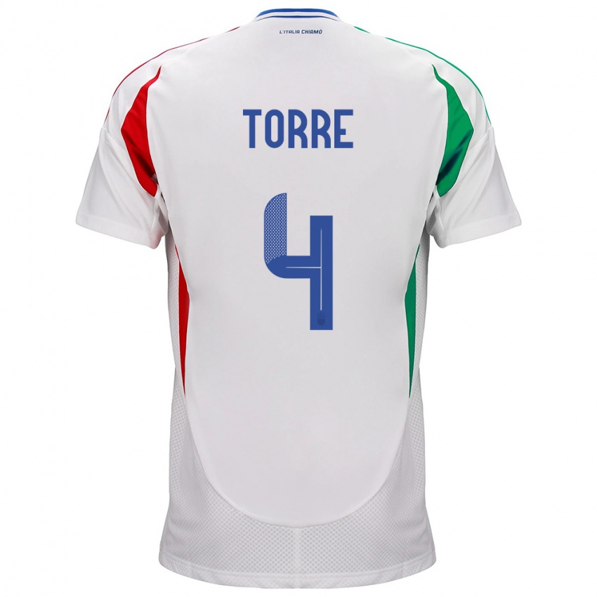 Herren Italien Pietro La Torre #4 Weiß Auswärtstrikot Trikot 24-26 T-Shirt Schweiz