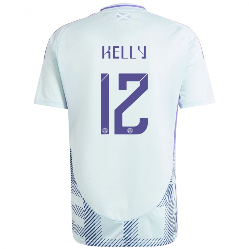 Herren Schottland Liam Kelly #12 Helles Mintblau Auswärtstrikot Trikot 24-26 T-Shirt Schweiz