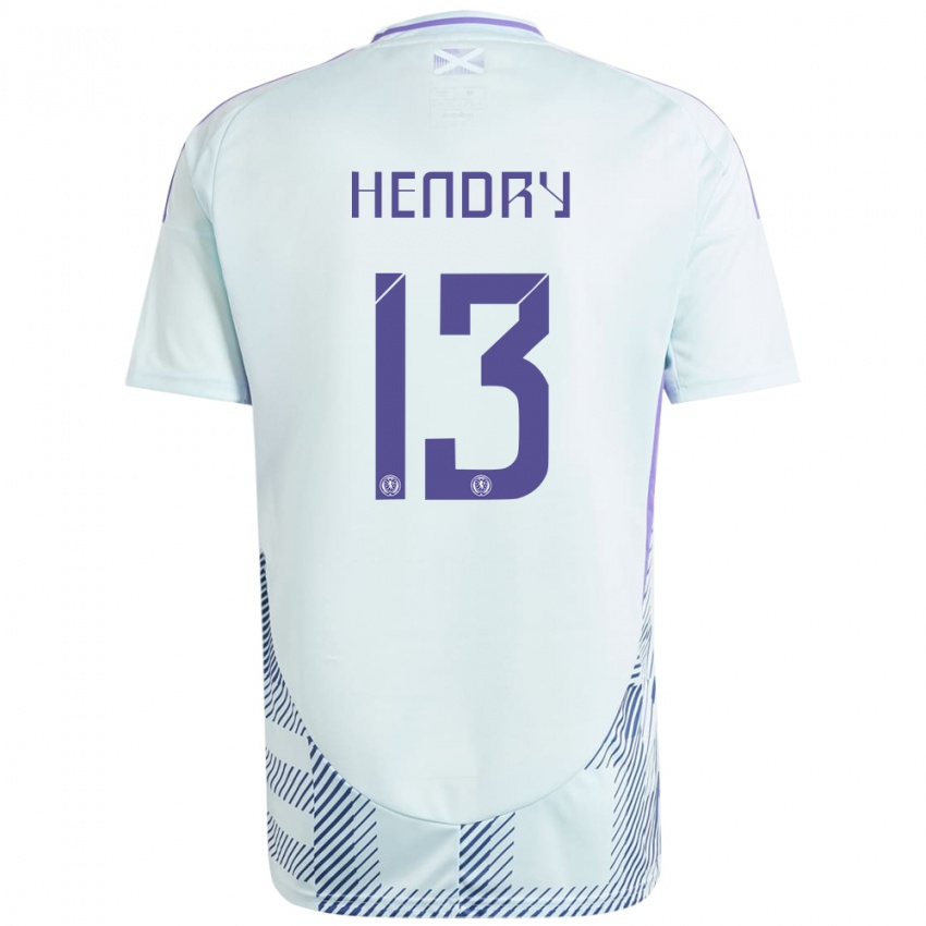Herren Schottland Jack Hendry #13 Helles Mintblau Auswärtstrikot Trikot 24-26 T-Shirt Schweiz