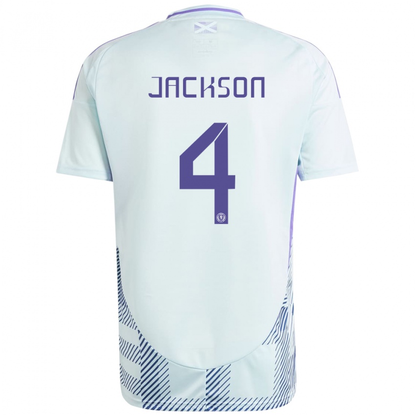 Herren Schottland Louis Jackson #4 Helles Mintblau Auswärtstrikot Trikot 24-26 T-Shirt Schweiz