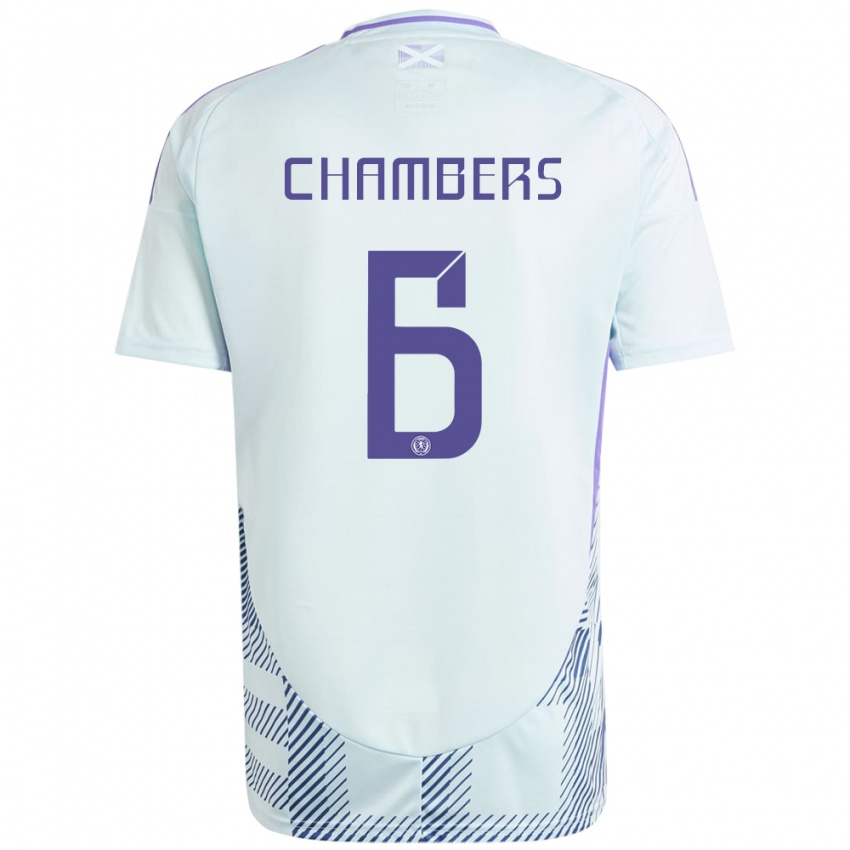 Herren Schottland Sam Chambers #6 Helles Mintblau Auswärtstrikot Trikot 24-26 T-Shirt Schweiz