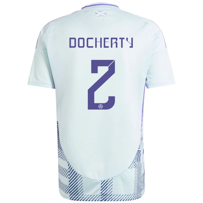 Herren Schottland Nicola Docherty #2 Helles Mintblau Auswärtstrikot Trikot 24-26 T-Shirt Schweiz