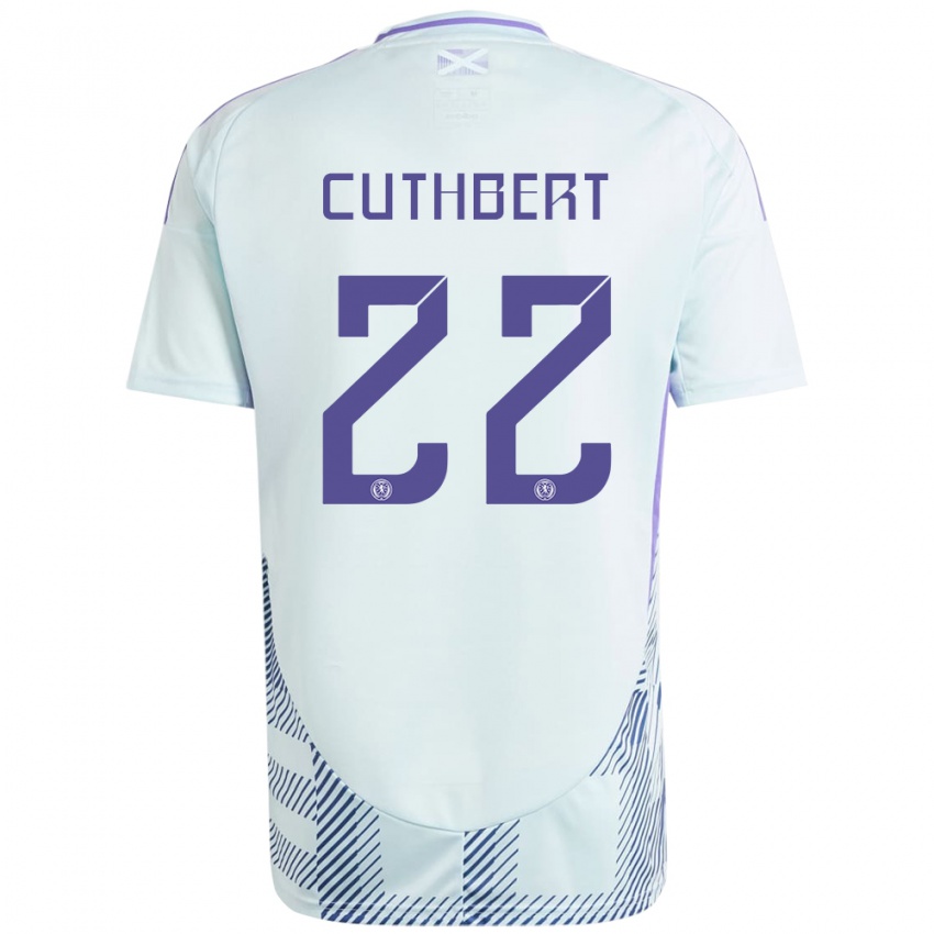 Herren Schottland Erin Cuthbert #22 Helles Mintblau Auswärtstrikot Trikot 24-26 T-Shirt Schweiz