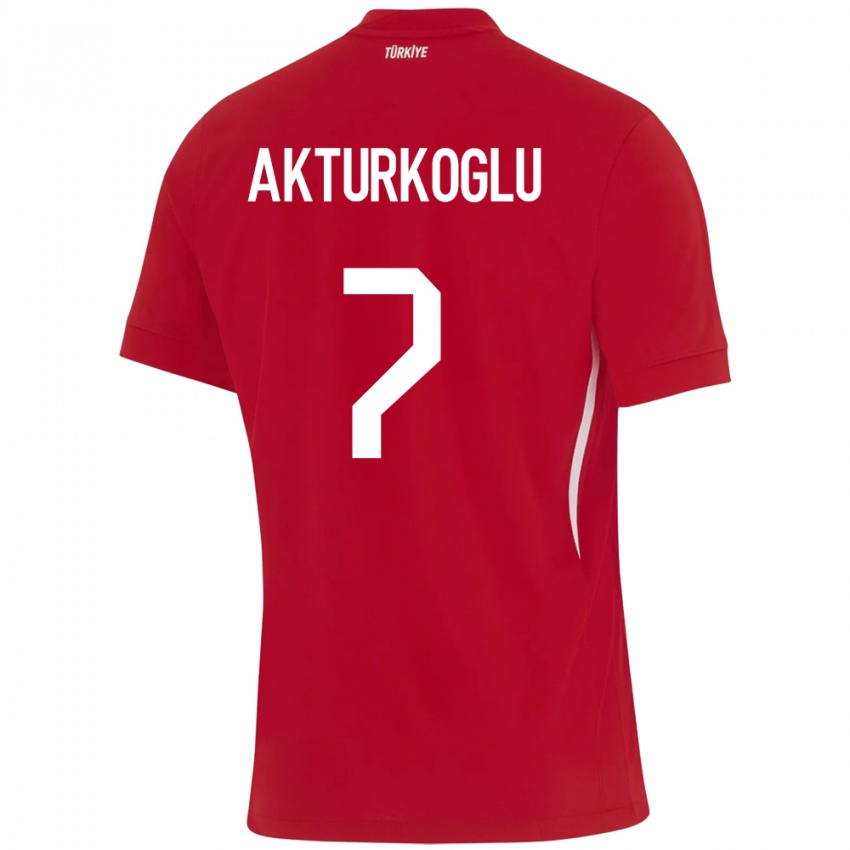 Herren Türkei Kerem Aktürkoğlu #7 Rot Auswärtstrikot Trikot 24-26 T-Shirt Schweiz