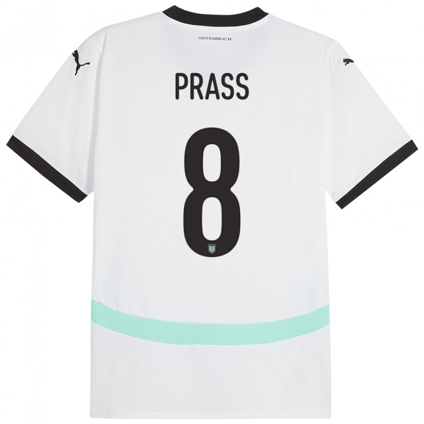 Herren Österreich Alexander Prass #8 Weiß Auswärtstrikot Trikot 24-26 T-Shirt Schweiz