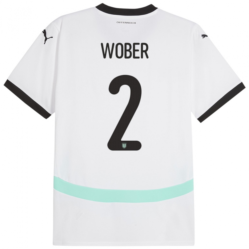 Herren Österreich Maximilian Wöber #2 Weiß Auswärtstrikot Trikot 24-26 T-Shirt Schweiz