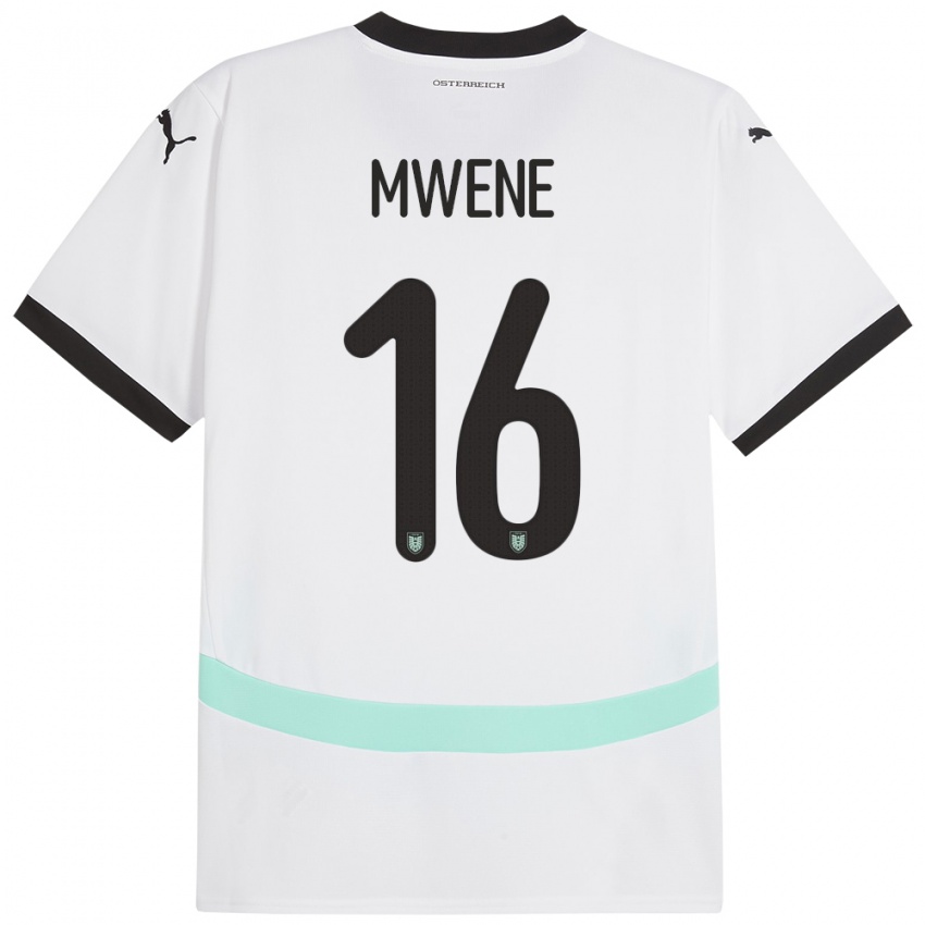 Herren Österreich Phillipp Mwene #16 Weiß Auswärtstrikot Trikot 24-26 T-Shirt Schweiz