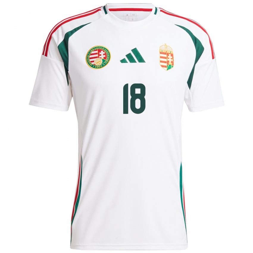 Herren Ungarn Nimród Baranyai #18 Weiß Auswärtstrikot Trikot 24-26 T-Shirt Schweiz