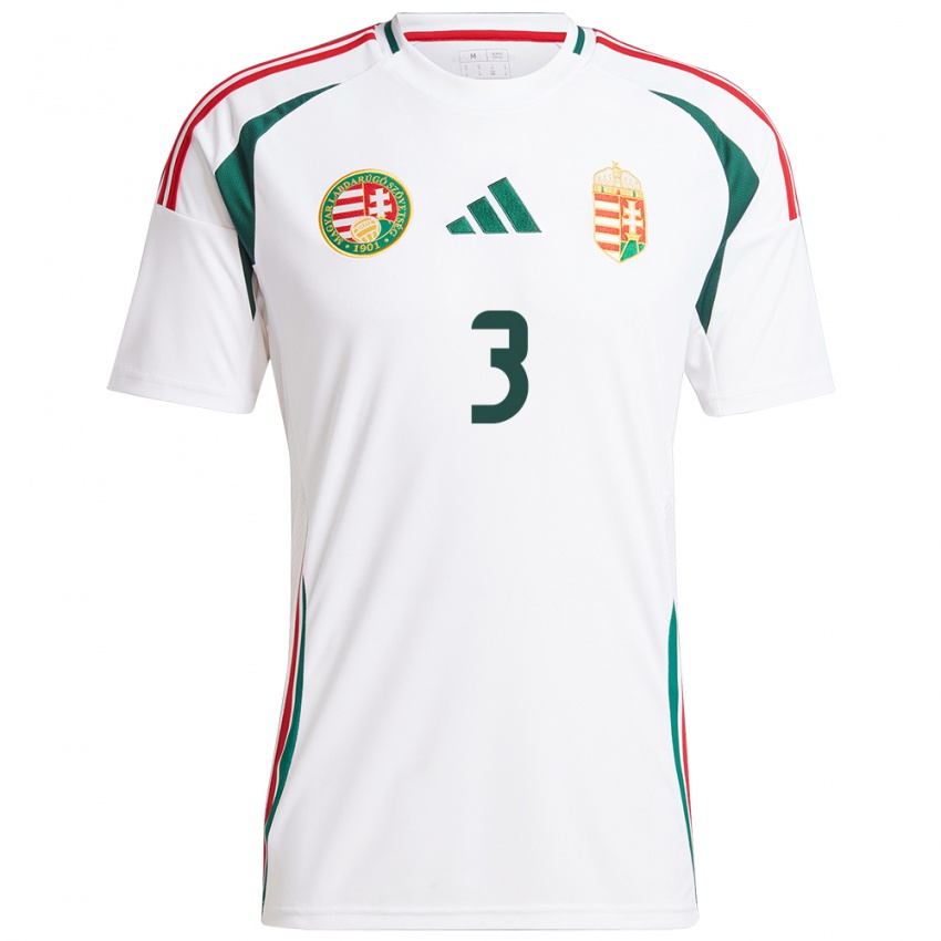 Herren Ungarn Botond Balogh #3 Weiß Auswärtstrikot Trikot 24-26 T-Shirt Schweiz