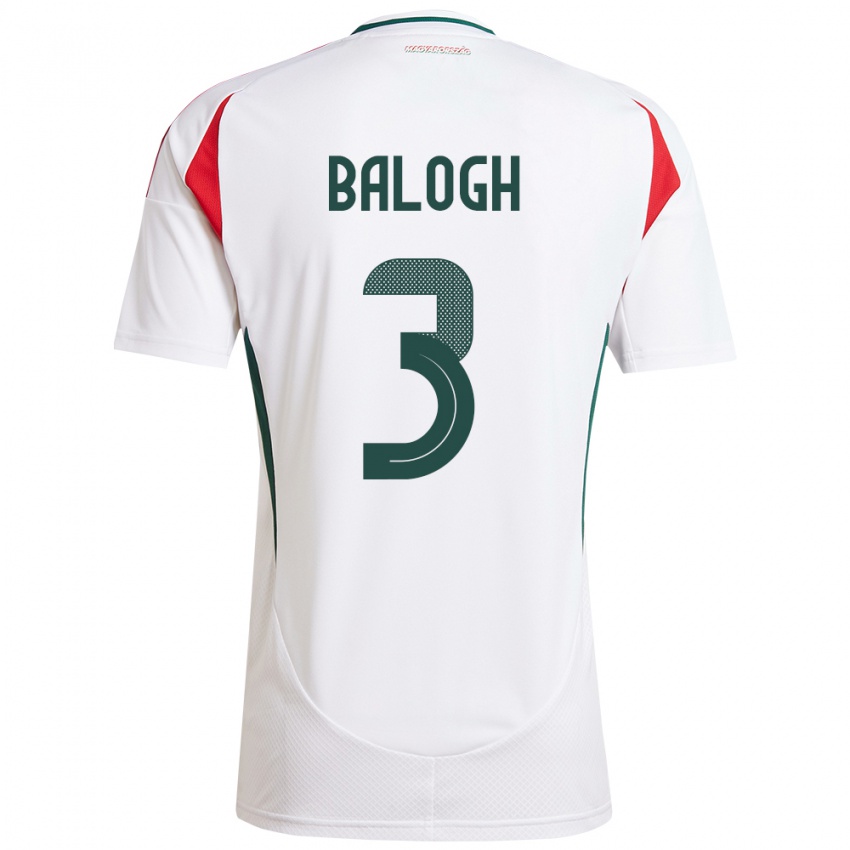 Herren Ungarn Botond Balogh #3 Weiß Auswärtstrikot Trikot 24-26 T-Shirt Schweiz