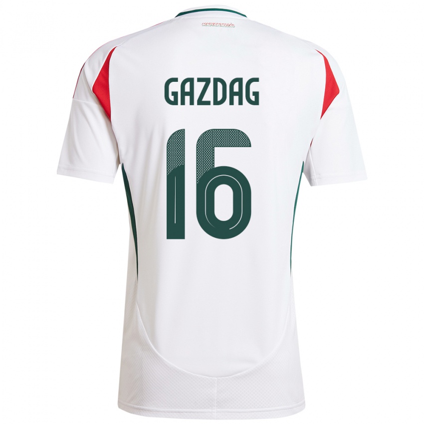 Herren Ungarn Dániel Gazdag #16 Weiß Auswärtstrikot Trikot 24-26 T-Shirt Schweiz