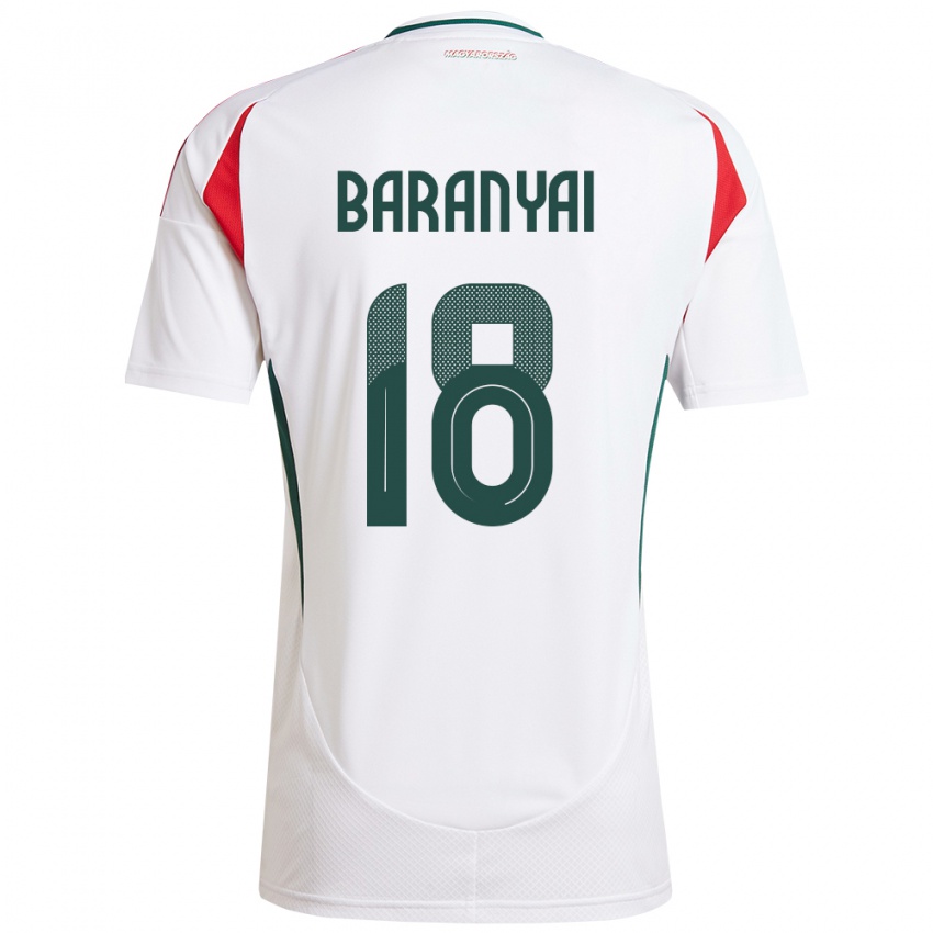 Herren Ungarn Nimród Baranyai #18 Weiß Auswärtstrikot Trikot 24-26 T-Shirt Schweiz