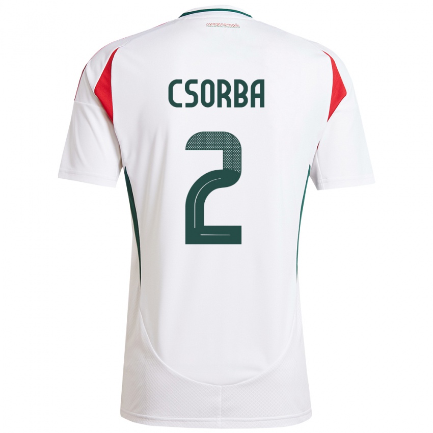 Herren Ungarn Dominik Csorba #2 Weiß Auswärtstrikot Trikot 24-26 T-Shirt Schweiz