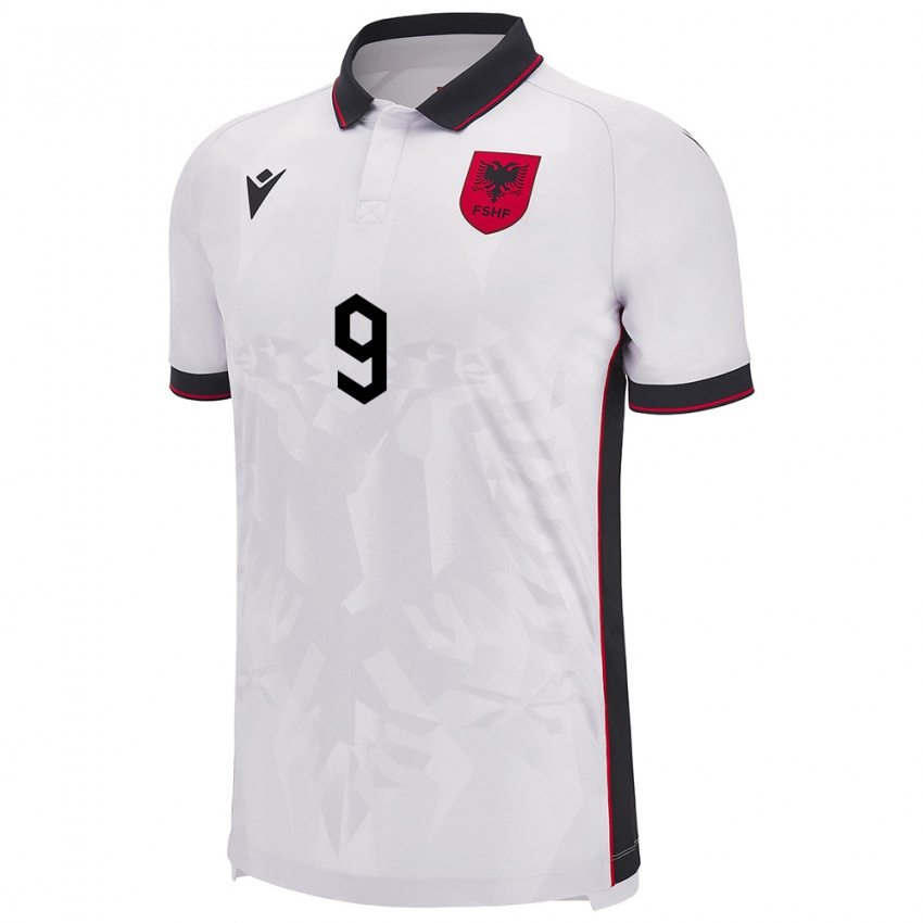 Herren Albanien Valentina Troka #9 Weiß Auswärtstrikot Trikot 24-26 T-Shirt Schweiz