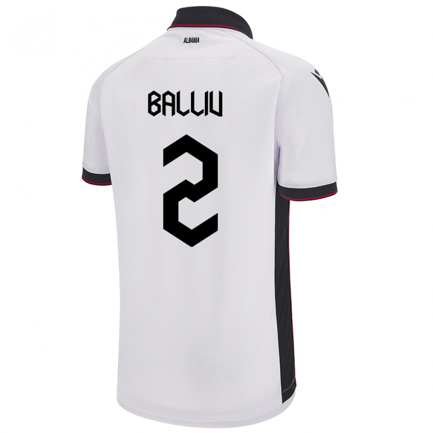 Herren Albanien Iván Balliu #2 Weiß Auswärtstrikot Trikot 24-26 T-Shirt Schweiz