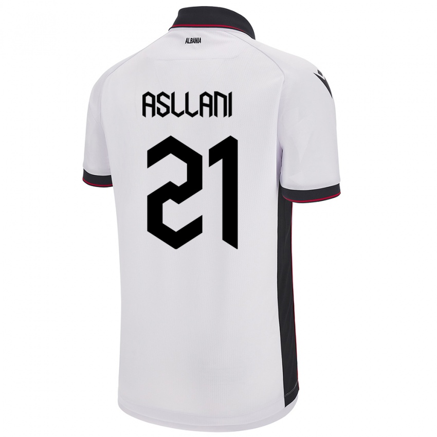 Herren Albanien Kristjan Asllani #21 Weiß Auswärtstrikot Trikot 24-26 T-Shirt Schweiz