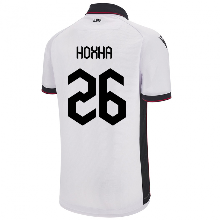 Herren Albanien Arbër Hoxha #26 Weiß Auswärtstrikot Trikot 24-26 T-Shirt Schweiz