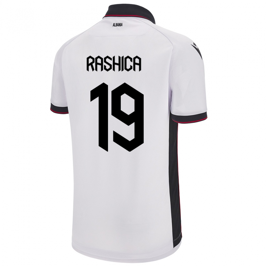 Herren Albanien Ermir Rashica #19 Weiß Auswärtstrikot Trikot 24-26 T-Shirt Schweiz