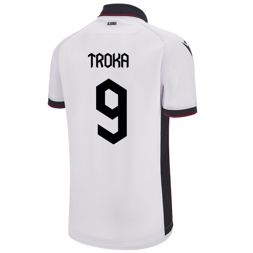 Herren Albanien Valentina Troka #9 Weiß Auswärtstrikot Trikot 24-26 T-Shirt Schweiz