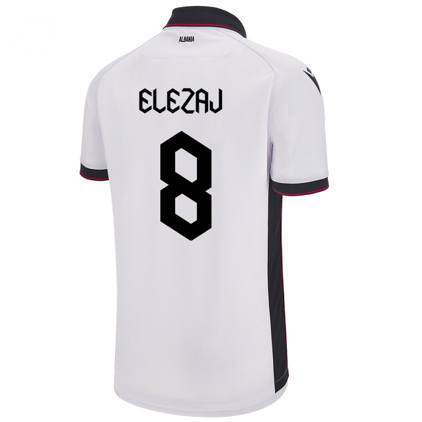 Herren Albanien Endrina Elezaj #8 Weiß Auswärtstrikot Trikot 24-26 T-Shirt Schweiz