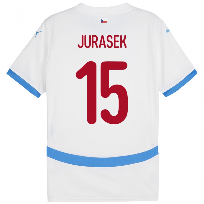 Herren Tschechien David Jurásek #15 Weiß Auswärtstrikot Trikot 24-26 T-Shirt Schweiz